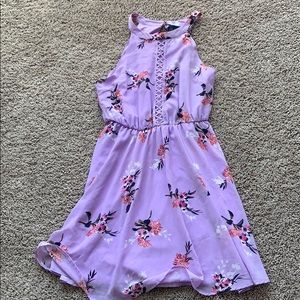 Purple Floral Mini Dress